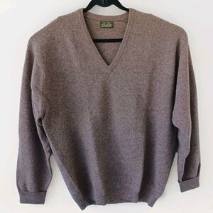 Peter Scott Pure Lambswool V Neck Sweater Men Sz 44 L/XL Made in Scotland Brown